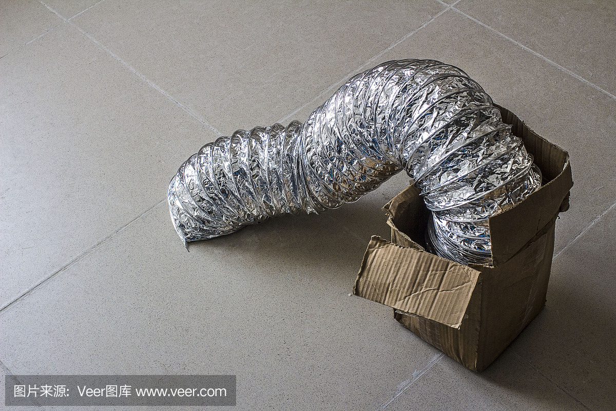 在骯臟的大理石地板上,一個(gè)柔軟的風(fēng)管從一個(gè)硬紙包里露出來(lái)